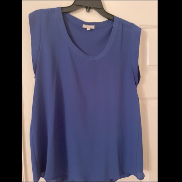 Pleione Tops - Pleione Medium Blue Top w/ Pleated Back
